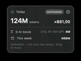Token Meter — Widget and floating readout